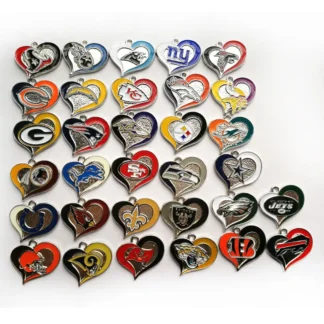 NFL Team Logo Heart Charms Jewelry Set