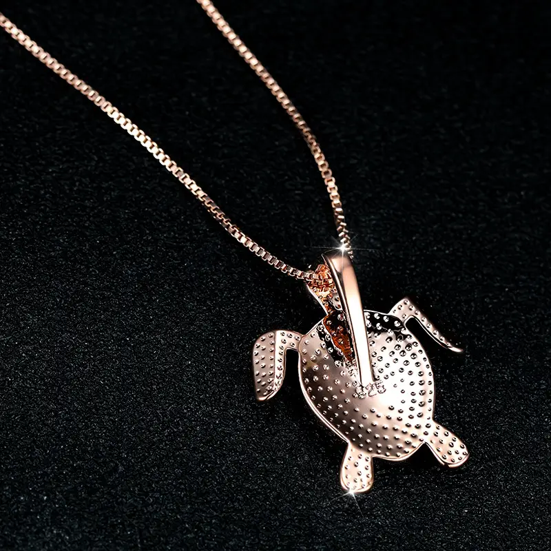 White Gold Opal Turtle Necklace for Women - Image 3