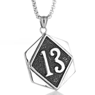 Men Stainless Steel 13 Pendant Necklace Silver