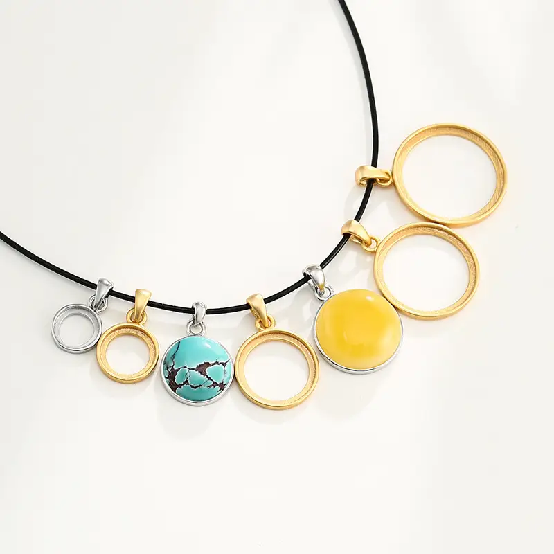 S925 Silver Round Pendant Holder Empty Frame - Image 4