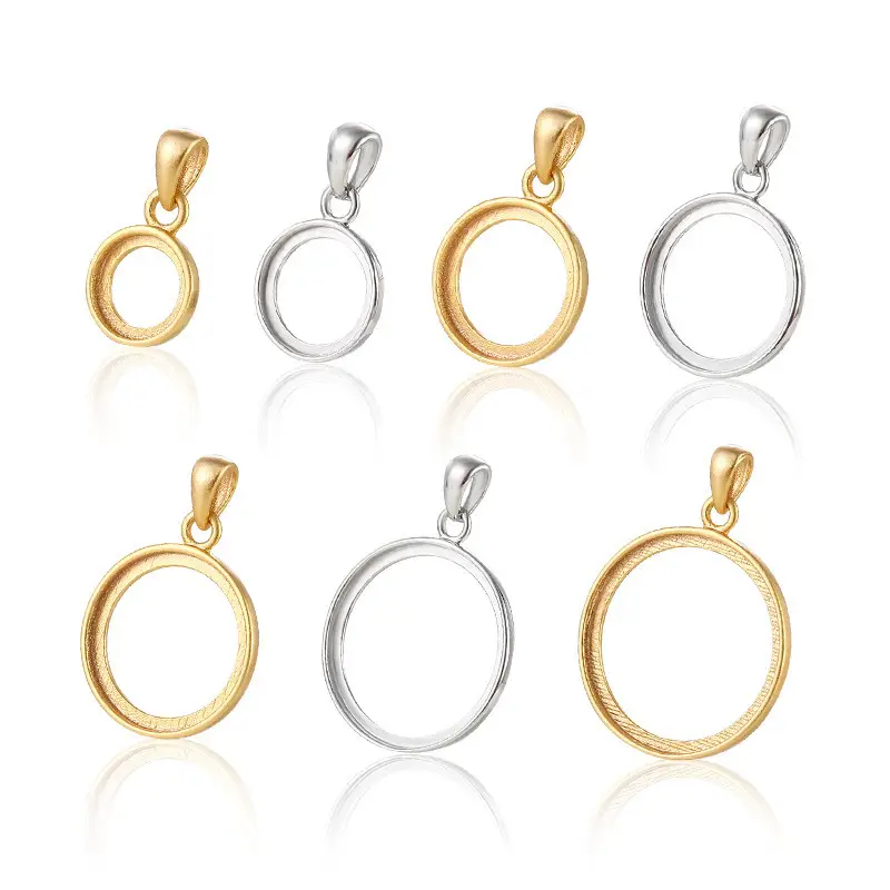 S925 Silver Round Pendant Holder Empty Frame - Image 5