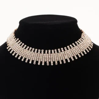 Shiny Rhinestone Choker Necklace Silver Women Fashion Jewelry