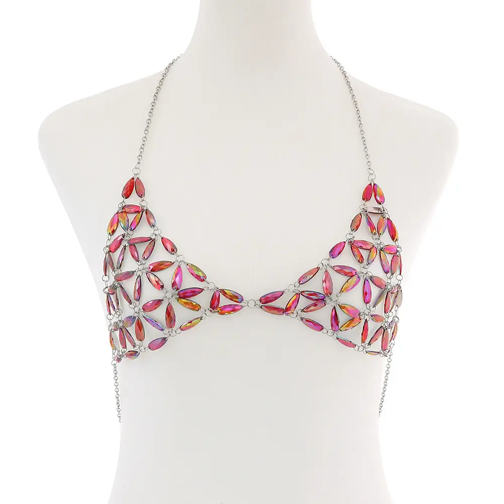 Iridescent Chain Bra for Women Sexy Body Chain Backless Vest - Image 3