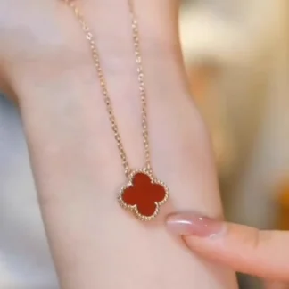 Lucky Four-Leaf Red Titanium Steel Necklace