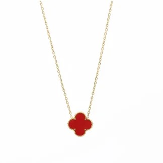 Red Four-Leaf Clover Pendant Necklace for Women