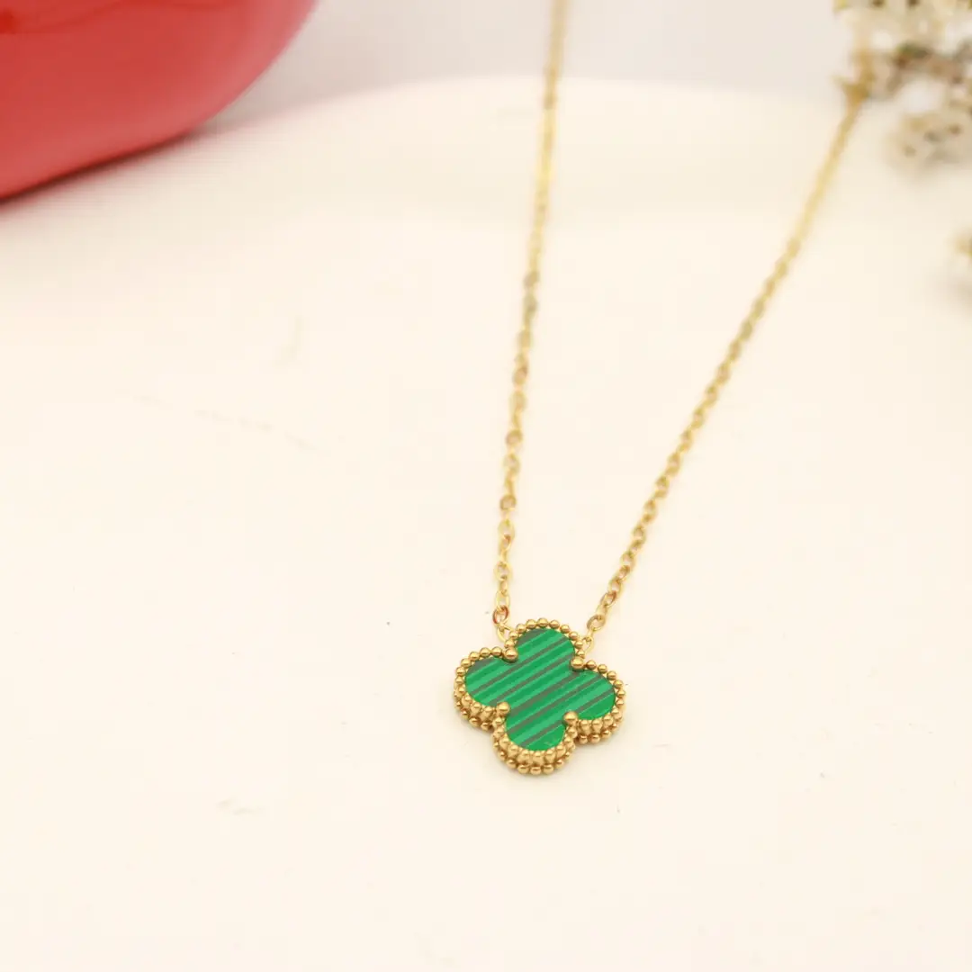 Red Four-Leaf Clover Pendant Necklace for Women - Image 3