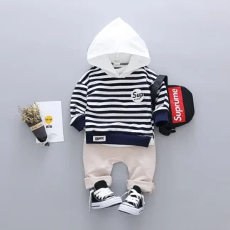 Boys Hoodie Sweatshirt Set Striped Casual Spring Autumn 1-2.5Y