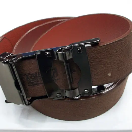 Men's Black Leather Belt with Silver Buckle - Image 2