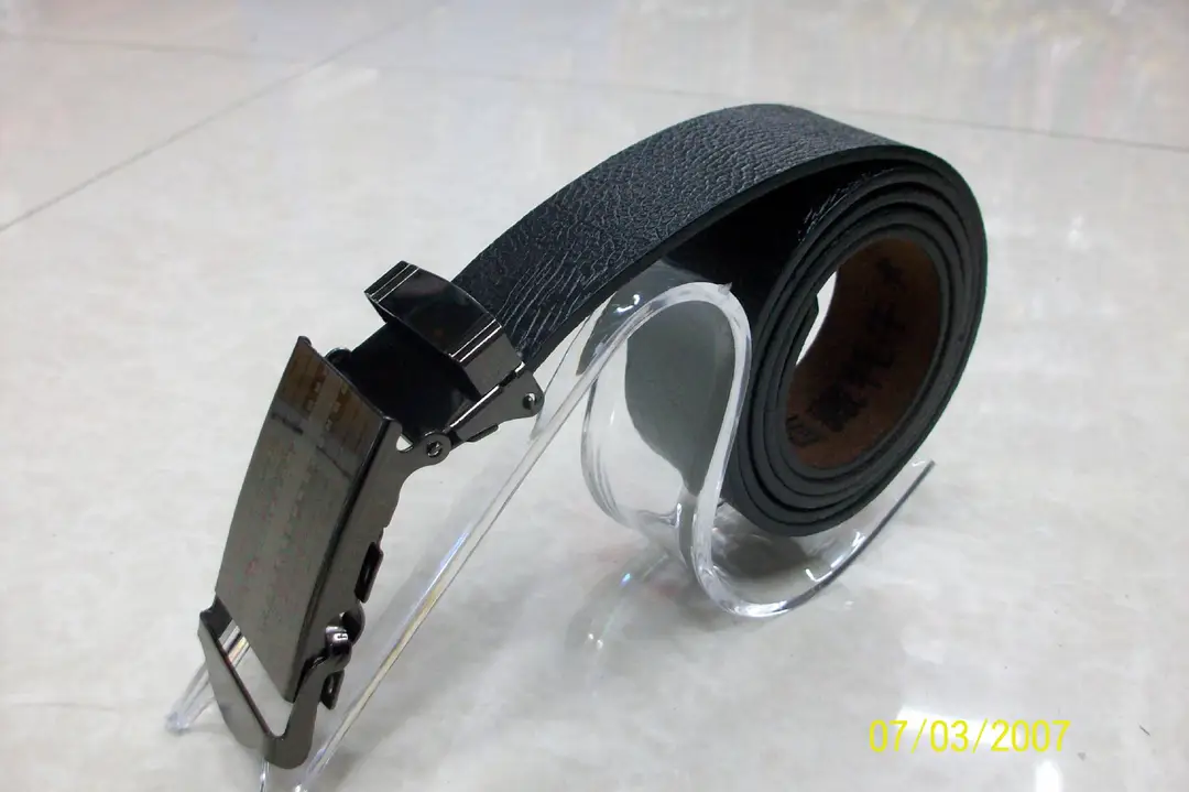 Men's Black Leather Belt with Silver Buckle - Image 7