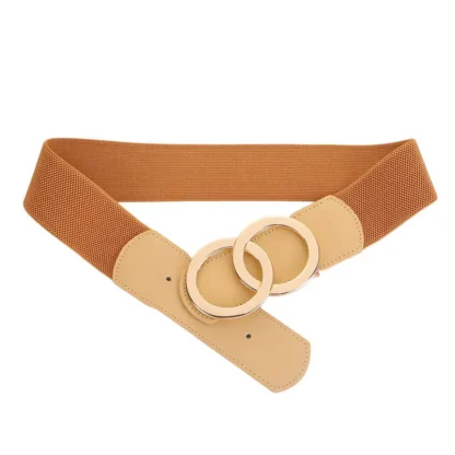 Women Elastic Leather Belt Red