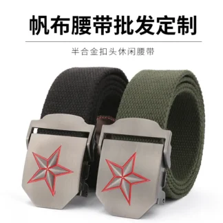 Men Canvas Tactical Belt Black 110cm Outdoor