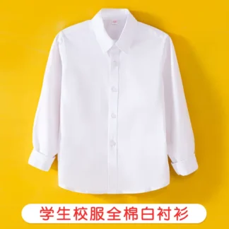 Boys Cotton School Uniform Shirt White Long Sleeve