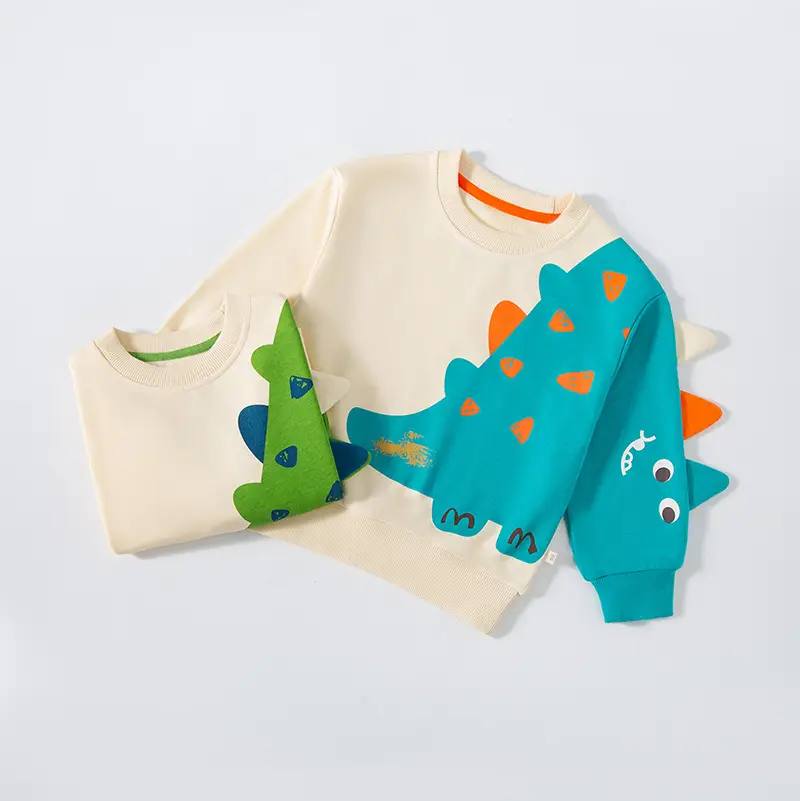 Kids Dinosaur Sweater Loose Fit Green Blue Medium - Image 4