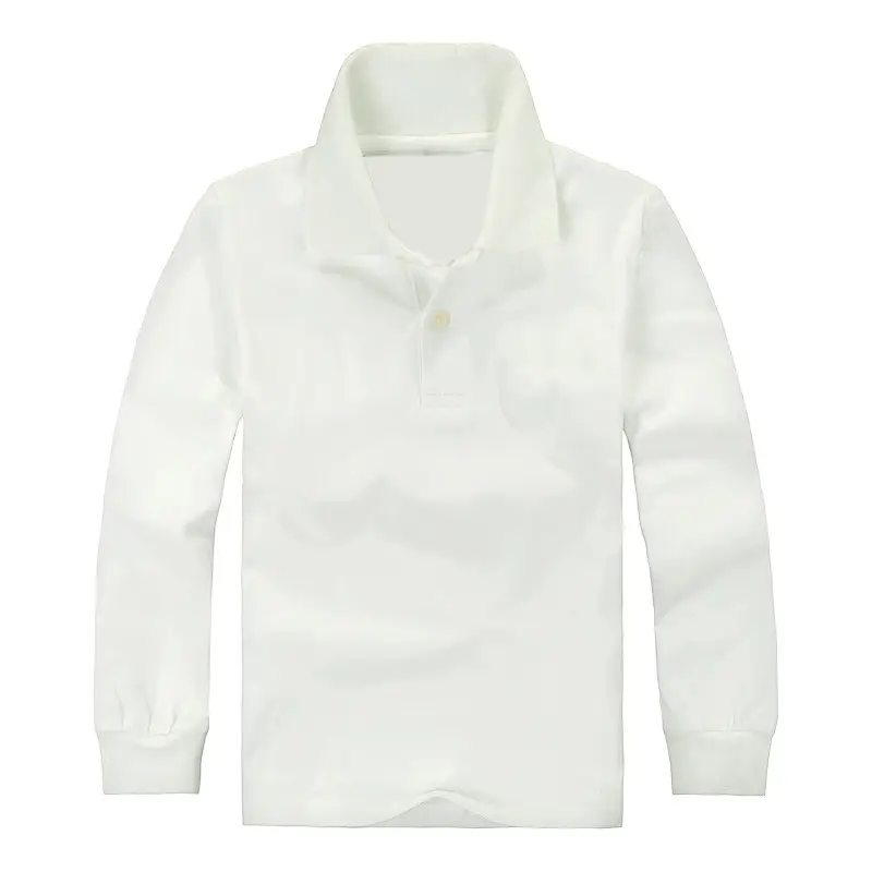 Kids Cotton Long Sleeve Polo Shirt Red 130CM - Image 2