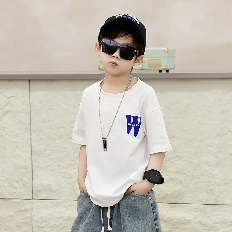 Boys Summer Cotton T-Shirt Black 90cm - Image 4