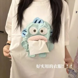 Kids Loose Summer T-Shirt with Cute Fish Paper Holder