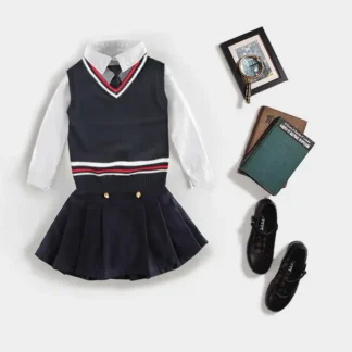 Children's Royal Blue Wool Vest Skirt Set
