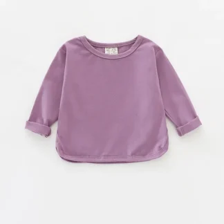 Girls Cotton Long Sleeve T-Shirt Purple Autumn Solid