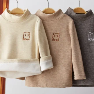 Children's Velvet Half-Collar Warm Shirt Multi-Color