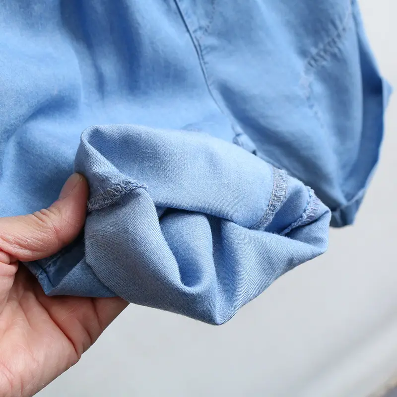 Kids Tencel Shorts Light Blue Summer Casual - Image 3