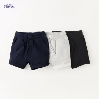 Kids Drawstring Shorts Navy Grey Black Cotton