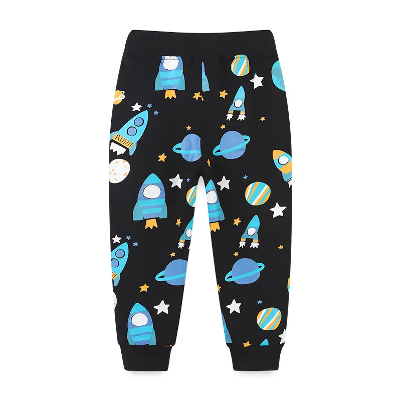Kids Space Print Pants Black Elastic Waist - Image 2