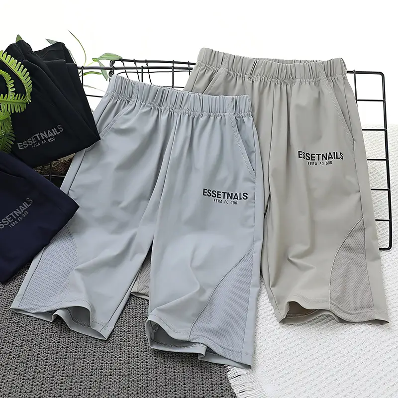 Kids Capri Shorts Gray Mesh Breathable Nylon