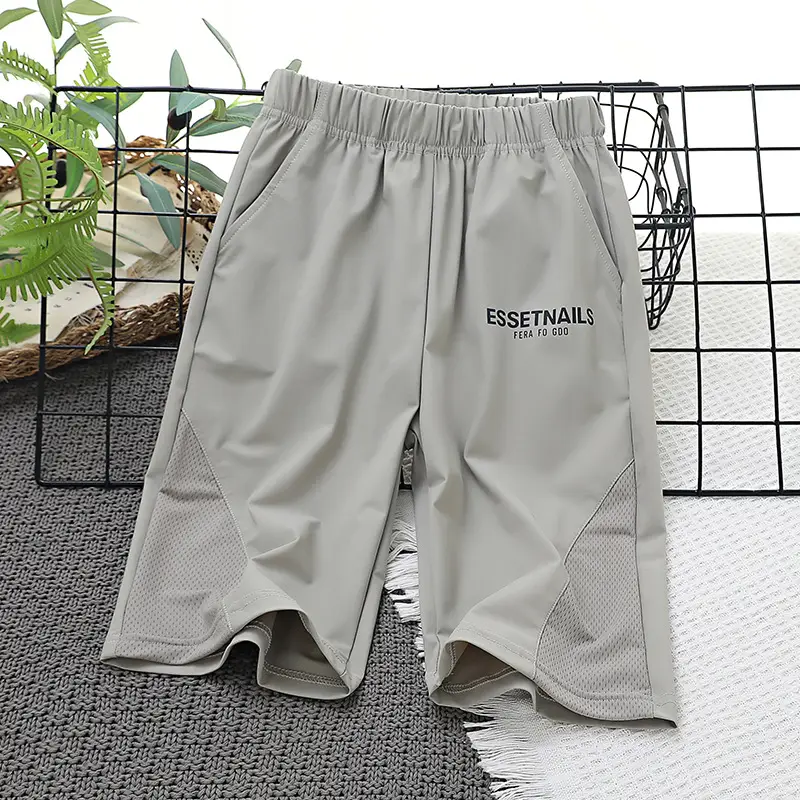 Kids Capri Shorts Gray Mesh Breathable Nylon - Image 3