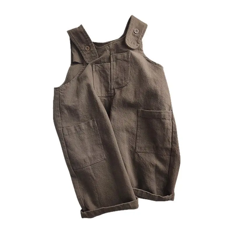 Brown Corduroy Strap Pant Set for Girls 2-5Y - Image 5