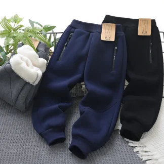 Kids Fleece Pants Dark Blue Navy Black Winter Warmth