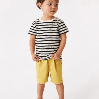 Kids Striped Cotton Shorts Yellow 2-8Y