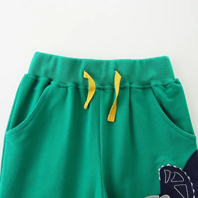 Green Dinosaur Sweatpants for Kids with Drawstring Waist - Image 3