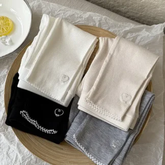 Korean Style Leggings for Girls Black White Beige Gray