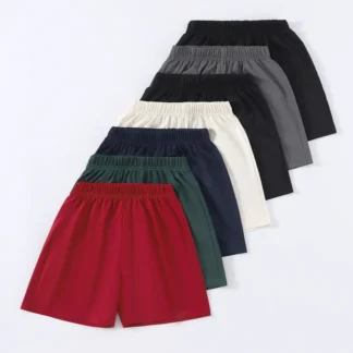 Kids Elastic Waist Shorts Solid Color Summer Wear