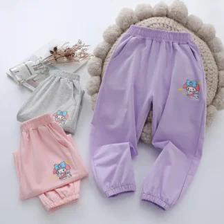 Kids Cotton Pants Summer Set Lavender Pink Gray Korean Design