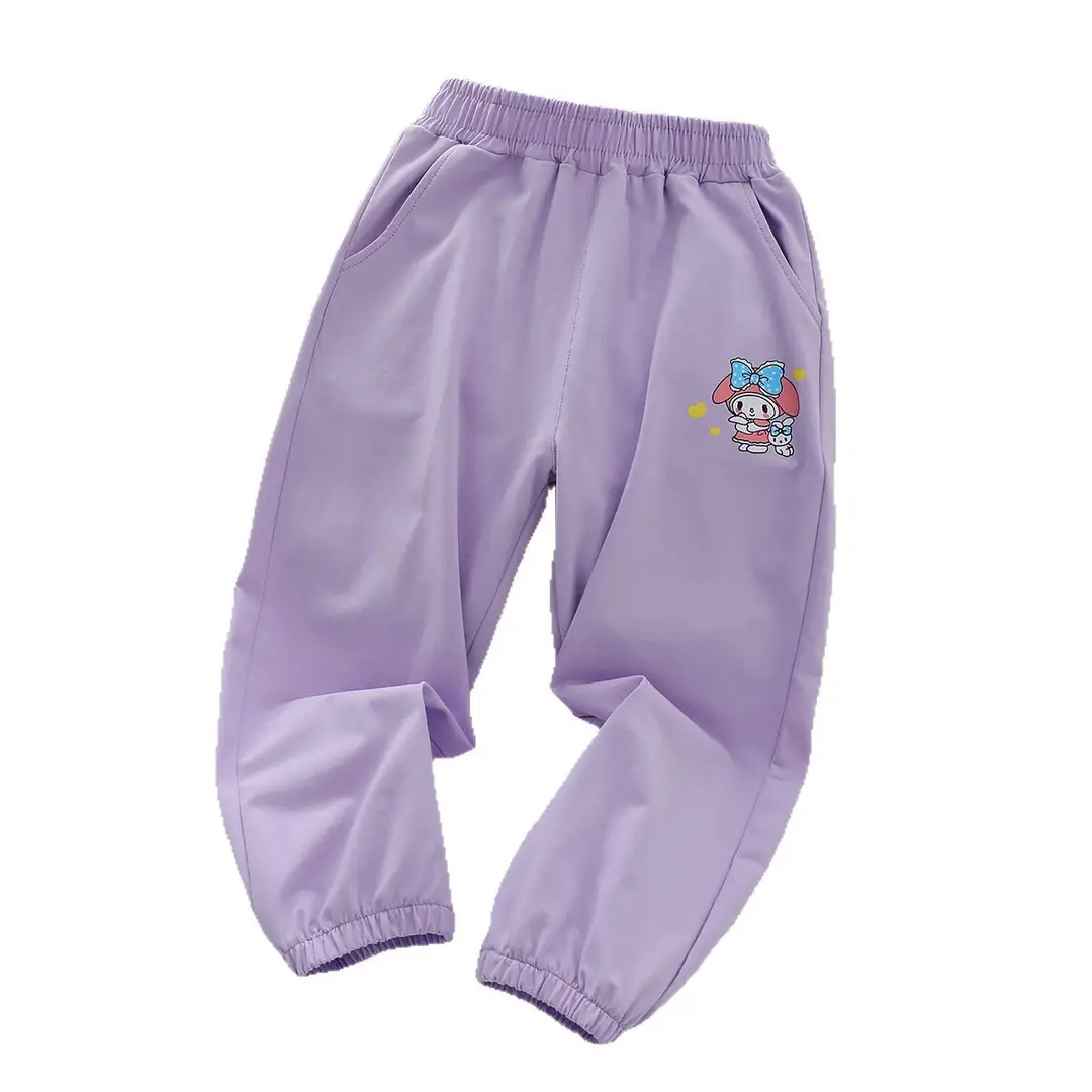 Kids Cotton Pants Summer Set Lavender Pink Gray Korean Design - Image 5