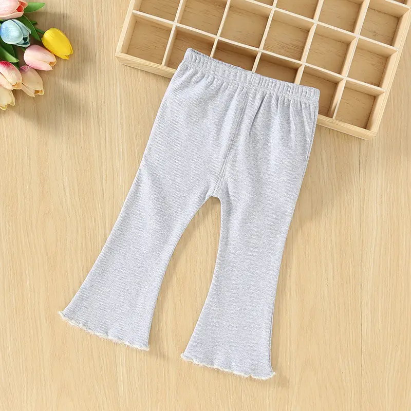 Flared Bell Bottom Pants for Kids Gray Pink White Black - Image 2