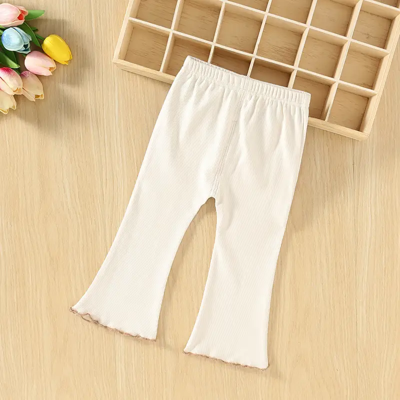 Flared Bell Bottom Pants for Kids Gray Pink White Black - Image 3