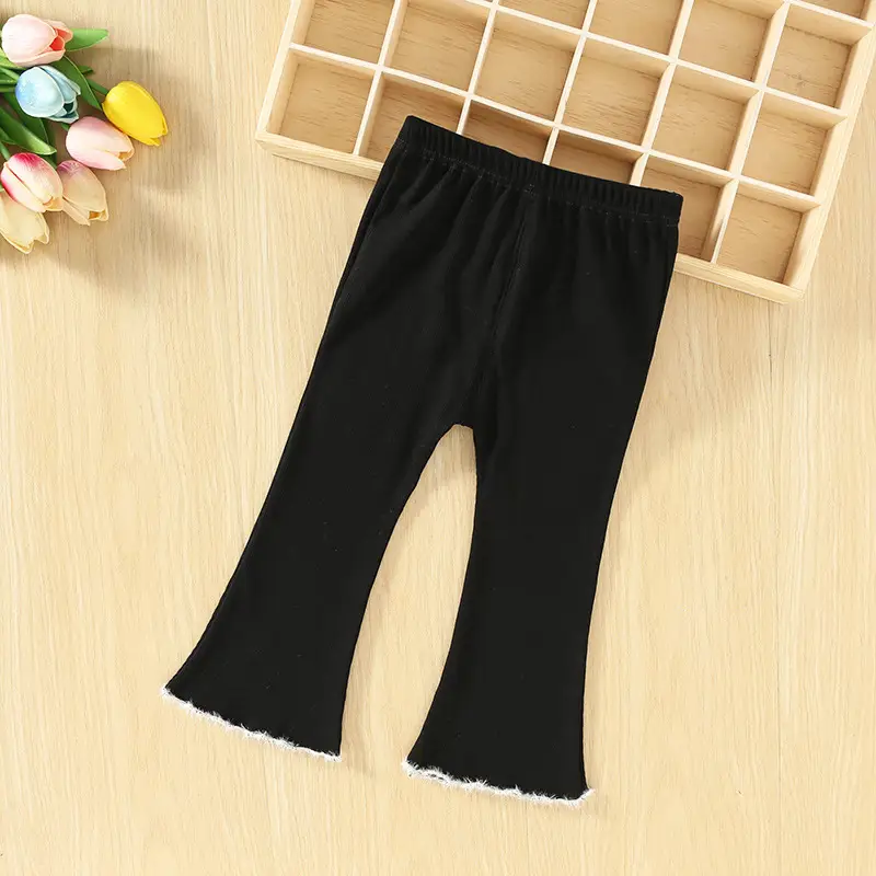 Flared Bell Bottom Pants for Kids Gray Pink White Black - Image 4