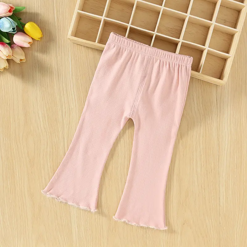 Flared Bell Bottom Pants for Kids Gray Pink White Black - Image 5