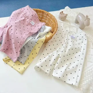 Dot Print Shorts for Kids White Pink Yellow Gray