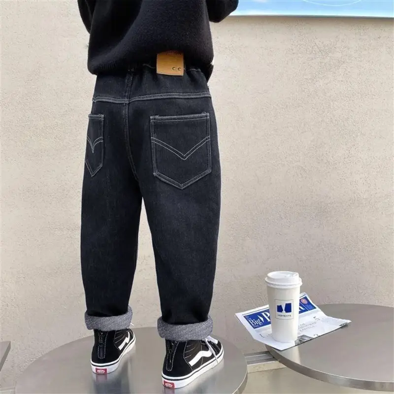Dark Blue Wide Leg Spring Jeans for Boys - Image 4