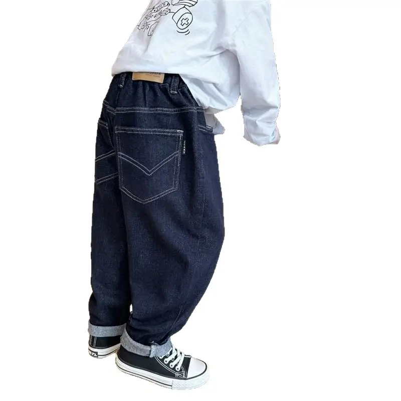 Dark Blue Wide Leg Spring Jeans for Boys - Image 5