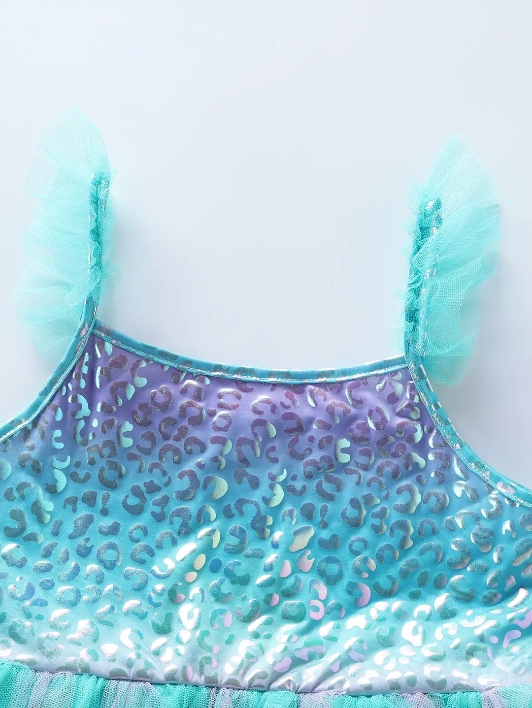 Lake Blue Sleeveless Tulle Dress for Girls Summer Party Wear - Image 5