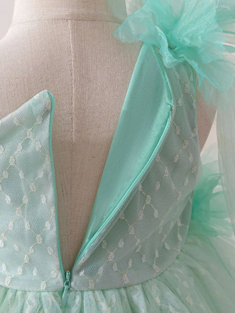 Light Green Tulle Princess Dress for Girls - Image 5