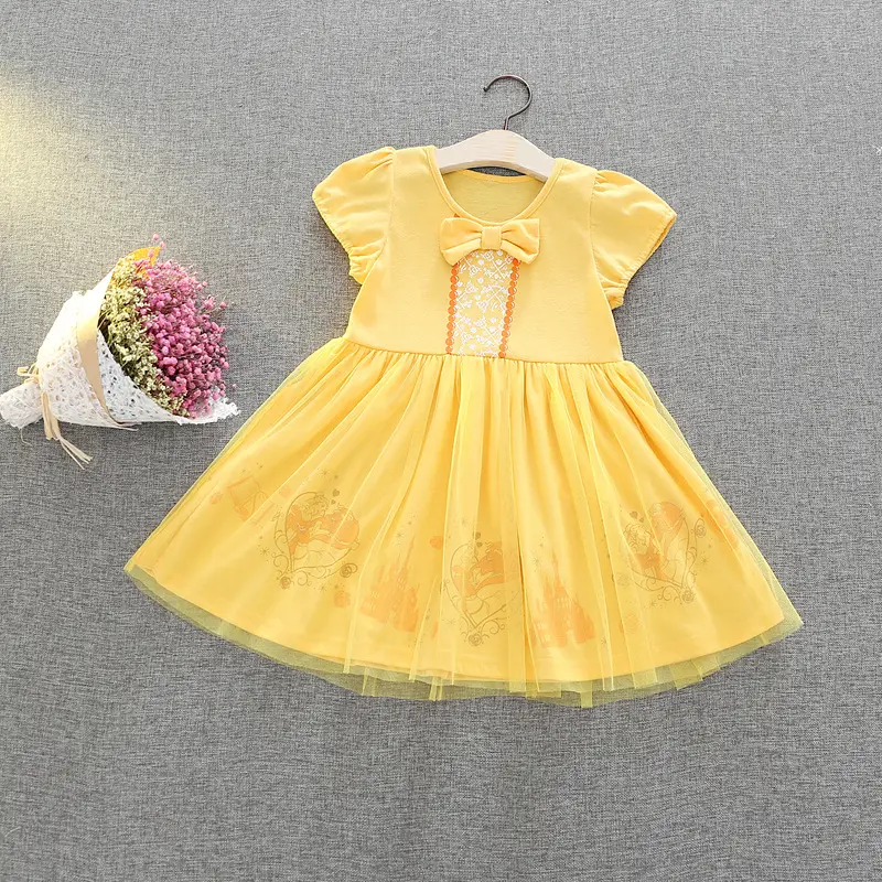 Kids Tulle Dress Set Pink Purple Yellow Mint Green - Image 3