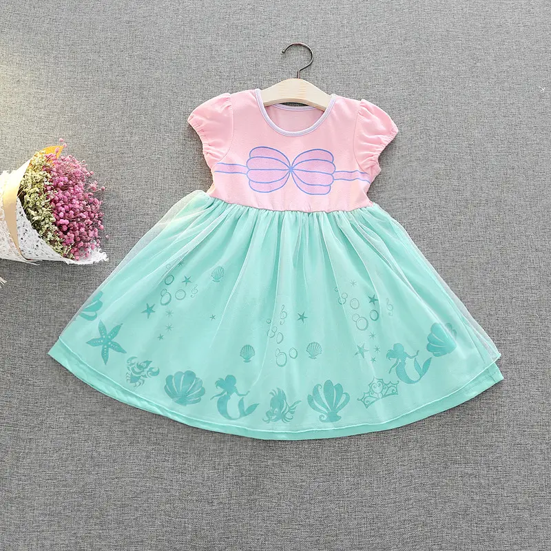 Kids Tulle Dress Set Pink Purple Yellow Mint Green - Image 4