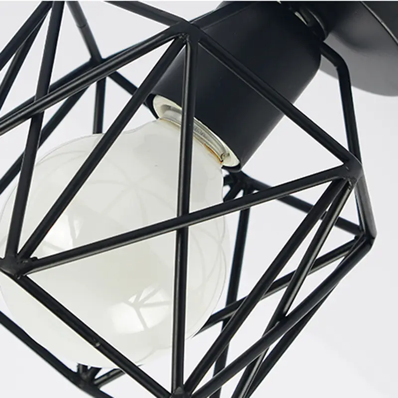 Modern Geometric Ceiling Lamp Black Wrought Iron LED - Image 4