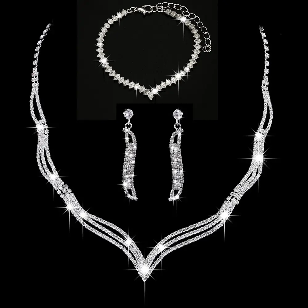 Stunning Rhinestone 3-Piece Bridal Set for Pakistani Women - Image 2