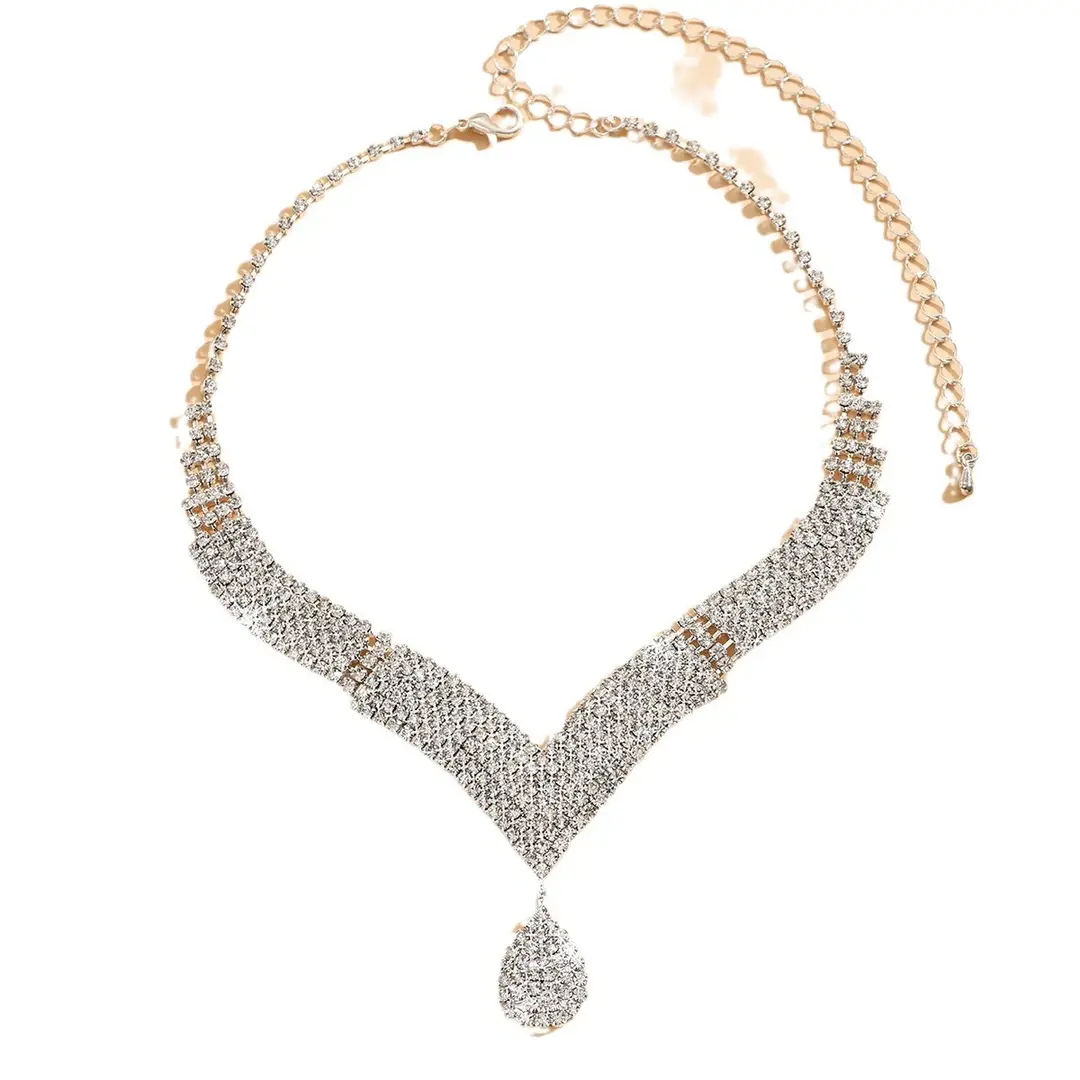 Sparkling V-Neck Jewelry Set for Pakistani Bridal Wear - Image 5